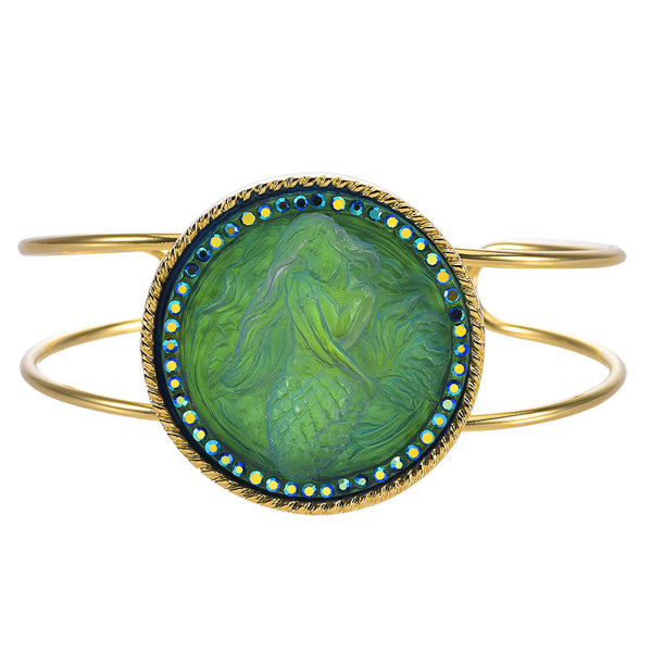 Mystic Siren Mermaid 35mm Cuff Bracelet (Goldtone/Mystic Blue