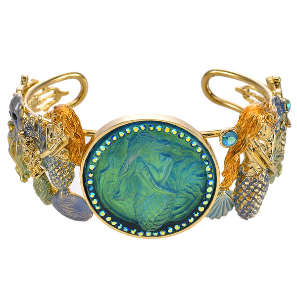 Siren Mermaid Couture Cuff Bracelet (Goldtone) – Kirks Folly