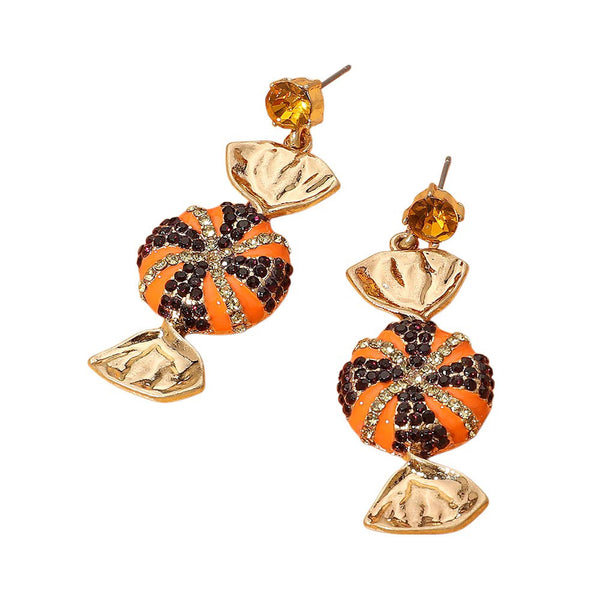 Orecchini A Leva Kirks Folly Arlecchino Halloween Zucca, Cristallo, Colore Argento
