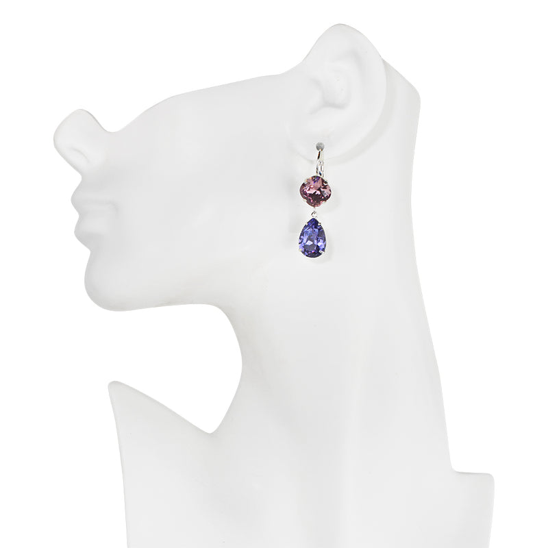 Goddess Leverback Earrings (Sterling Silvertone/Violet Lavender)