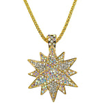 Star Spangled Foldover Pendant Necklace (Goldtone)