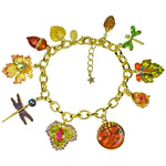 Autumn Goddess Seaview Moon Charm Bracelet (Goldtone)