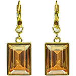 Brilliant Emerald Cut Leverback Earrings (Goldtone/Colorado Topaz)