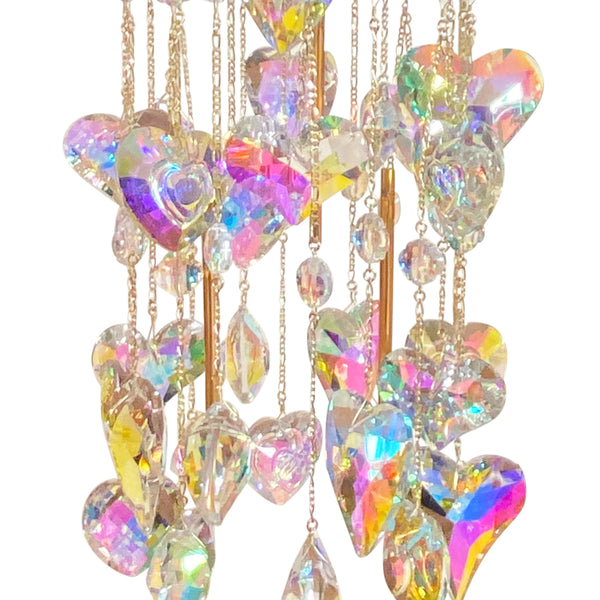Forever Loved Crystal Heart Chandelier Windchime (Goldtone)(Signature