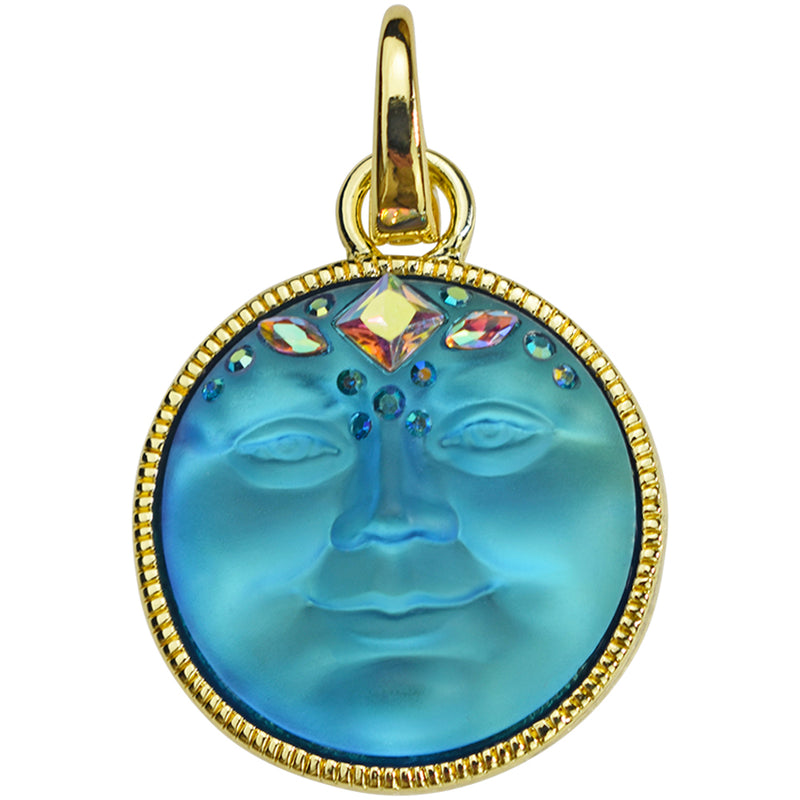 Empress Mystic 25mm Seaview Moon Open Ring Charm (Goldtone/Mystic Blue Sphinx)