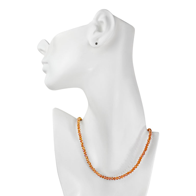Shimmer Bead 18" Necklace (Goldtone/Burnt Orange)