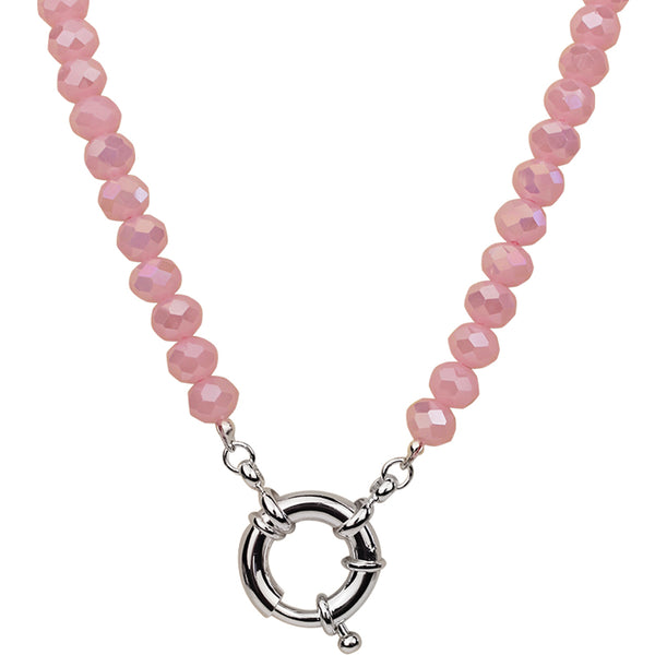 MILK&PEPPER ピンク Guepard Collar 30x1,5cm Crystalized 8mm Beaded Sailor Clasp Charm 18