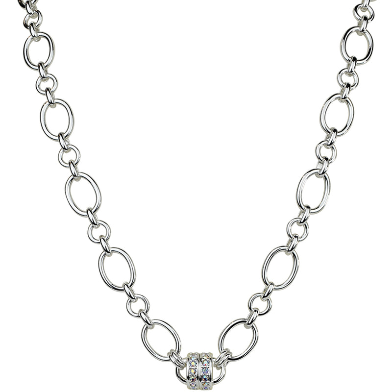 Diva Oval Link Magnetic Interchangeable Necklace (Sterling Silvertone)