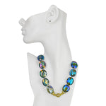 Empress Oval Magnetic Interchangeable Necklace (Goldtone/Green Iridis)