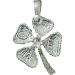 Enchanted Four Leaf Clover Foldover Pendant (Sterling Silvertone)
