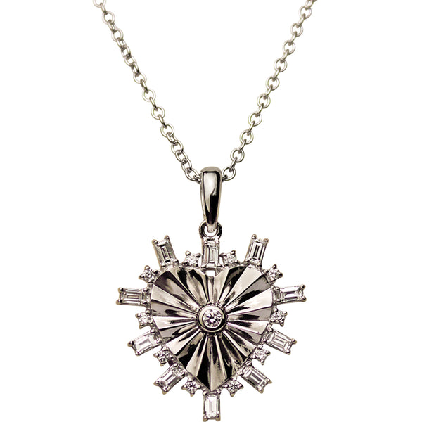 Stardust Diamond Heart Of Fire 18mm Necklace (Platinum) (Signature