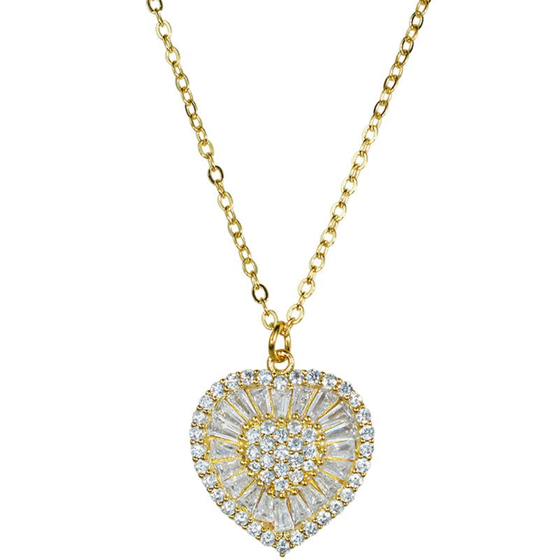 Crystal CZ Beloved Heart Necklace (Goldtone)
