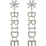 Crystal CZ Glam Bride Pierced Earrings (Sterling Silvertone)