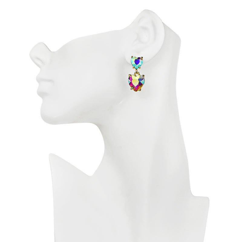 Beloved Crystal Heart Pierced Earrings (Goldtone/Crystal AB)