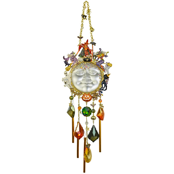Witch's Coven Goddess Seaview Moon Wind Chime (Goldtone/Crystal