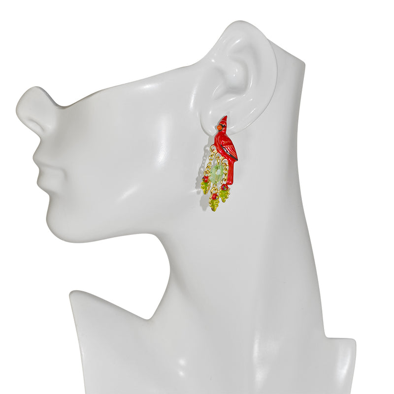 Cardinal Memories Pierced Earrings (Goldtone)
