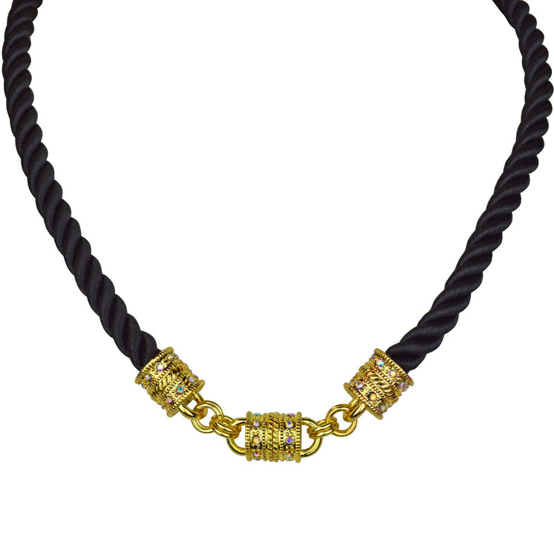Mystic Cord Magnetic Interchangeable Necklace (Goldtone/Black)