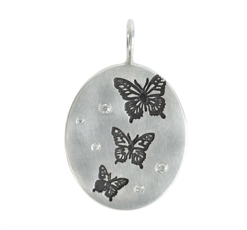 Heather B. Moore Butterflies in Motion Oval Charm (Sterling Silver)