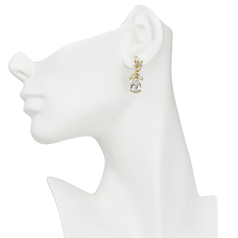 Endless Elegance CZ Pierced Earring (Goldtone/Icy Clear Crystal)