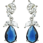 Endless Elegance CZ Pierced Earring (Silvertone/Montana Blue)