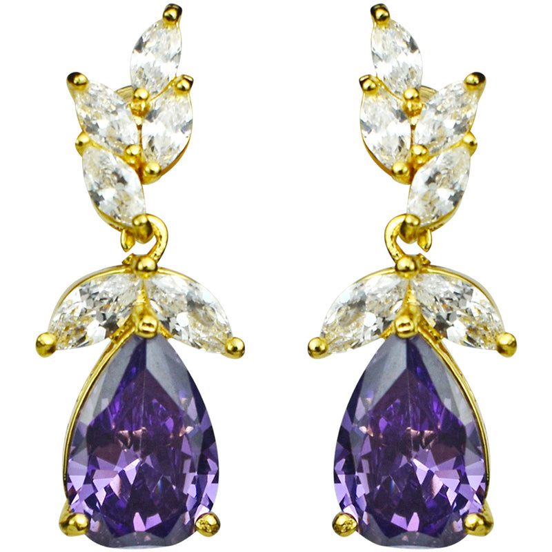 Endless Elegance CZ Pierced Earring (Goldtone/Violet)