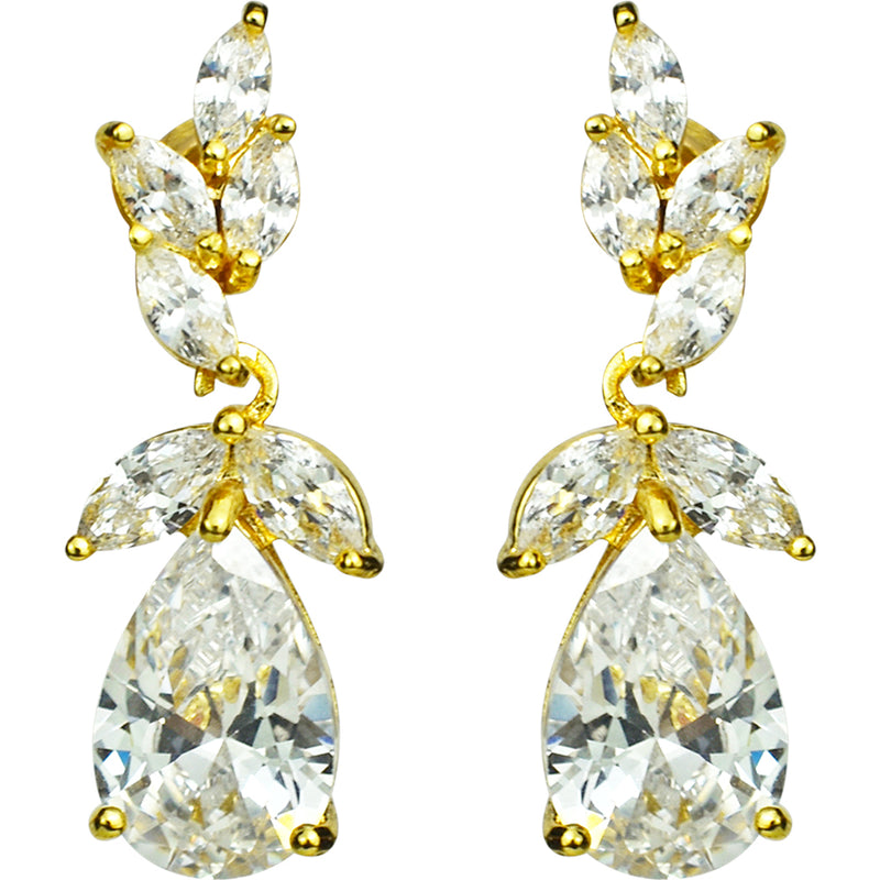 Endless Elegance CZ Pierced Earring (Goldtone/Icy Clear Crystal)