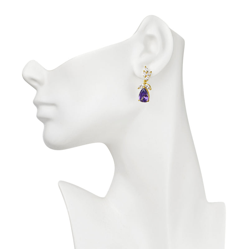 Endless Elegance CZ Pierced Earring (Goldtone/Violet)