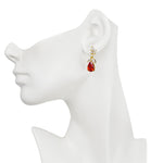 Endless Elegance CZ Pierced Earring (Goldtone/Ruby Red)