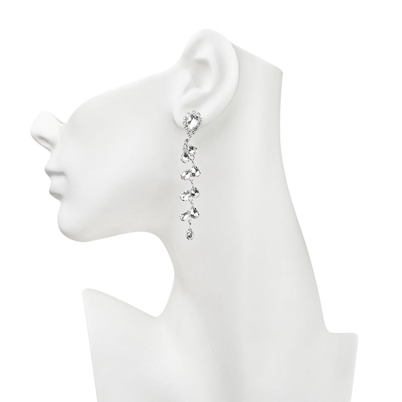 Waterfall Dancing Drops Pierced Earrings (Sterling Silvertone)