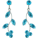 Fairy Vines Crystal CZ Necklace & Earrings Set (Silvertone/Aqua)