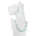 Fairy Vines Crystal CZ Necklace & Earrings Set (Silvertone/Aqua)