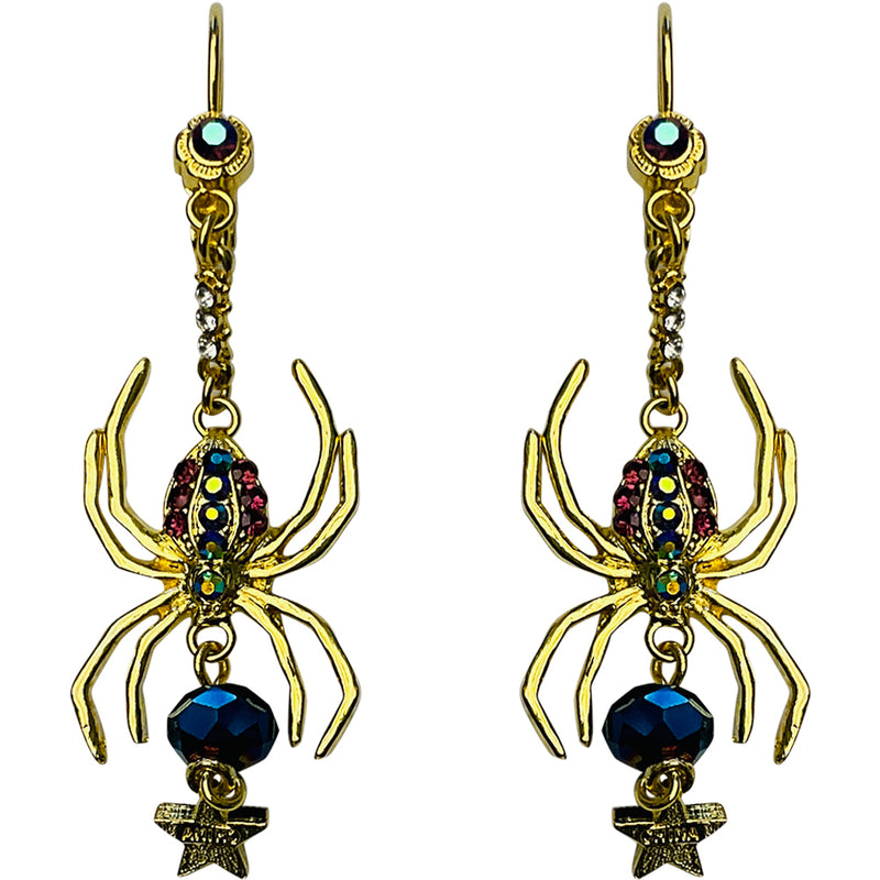 Starlight Spider Leverback Earrings (Goldtone)