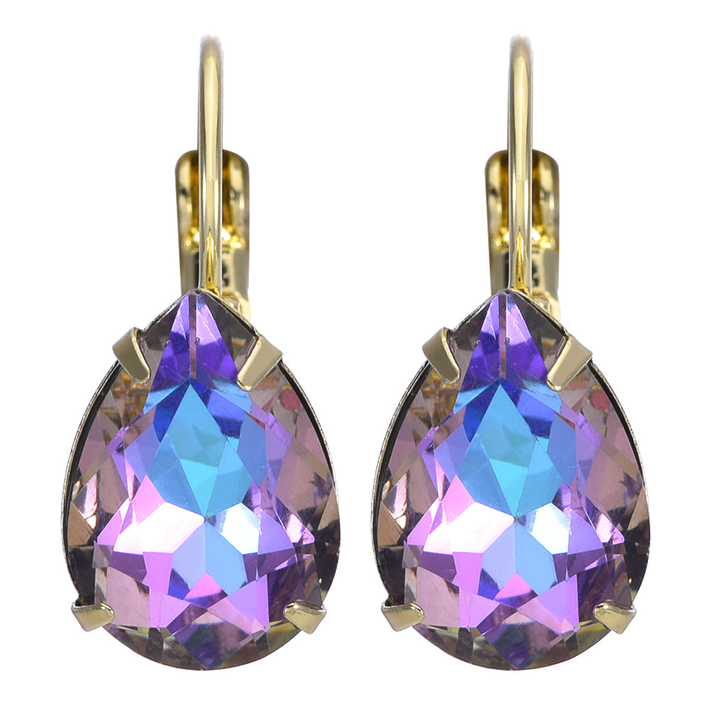 Mystic Petite Teardrop Leverback Earrings (Goldtone/Violet  display picture 1