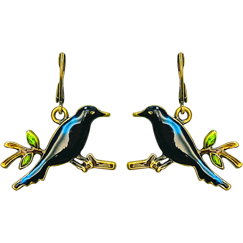 "One Of A Kind" Ravens Watch Leverback Earrings (Goldtone)