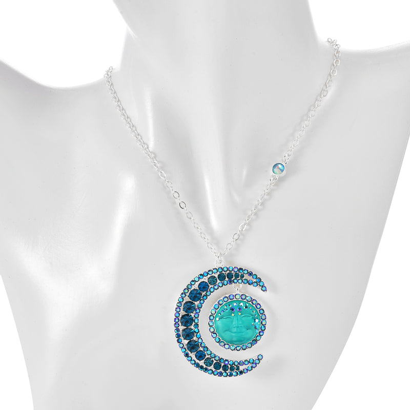 Moondust 18mm Goddess Seaview Moon Necklace (Sterling Silvertone