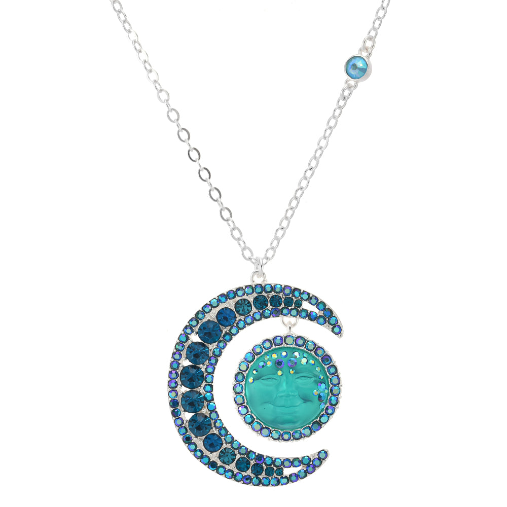 Moondust 18mm Goddess Seaview Moon Necklace (Sterling Silvertone