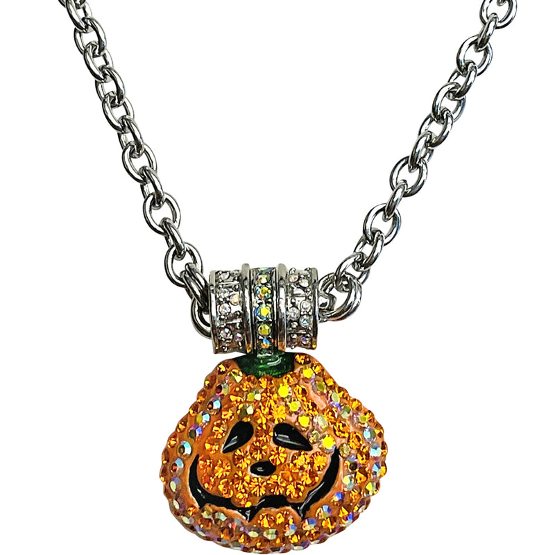 "One Of A Kind" Spooktacular Pumpkin Magnetic Enhancer With Chain Necklace (Silvertone)