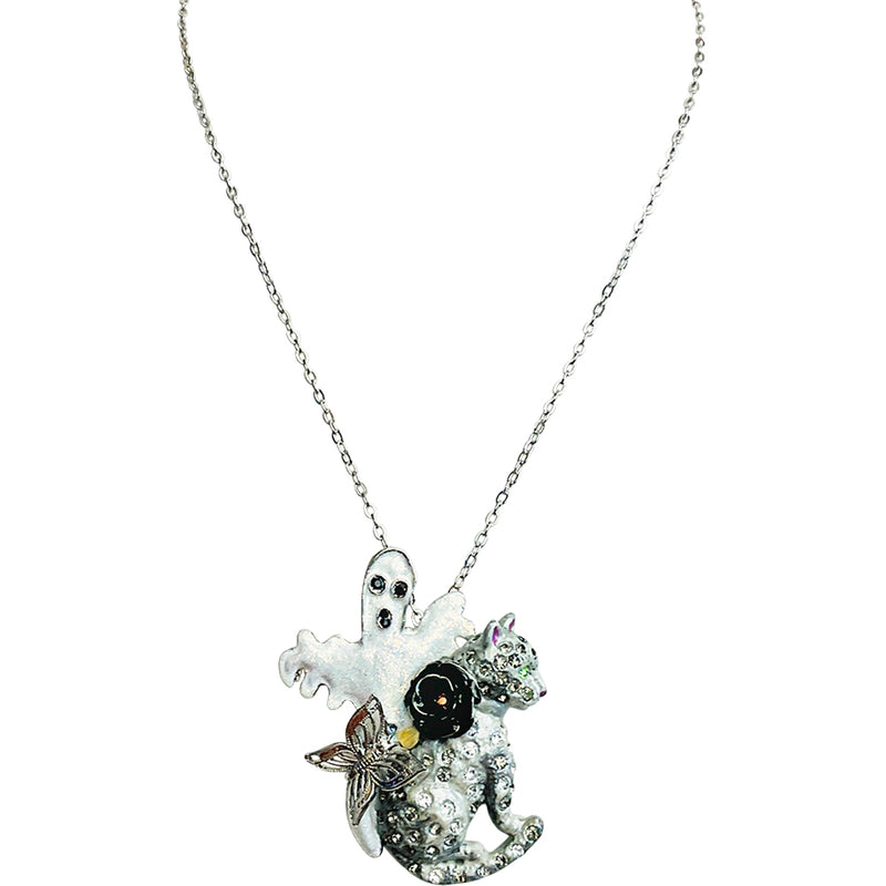 "One Of A Kind" Malcom Kitty & Friends Pin Pendant with Necklace (Silvertone)