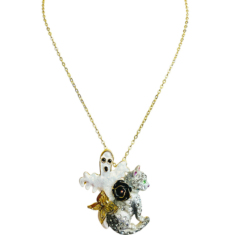 "One Of A Kind" Malcom Kitty & Friends Pin Pendant with Necklace (Goldtone)