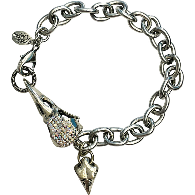 "One Of A Kind" Nevermore Raven Chain Bracelet (Silvertone)