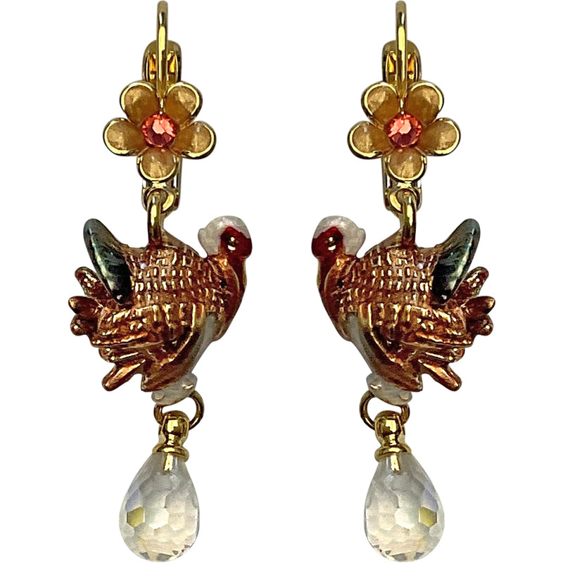 Turkey Time Leverback Earrings (Goldtone)