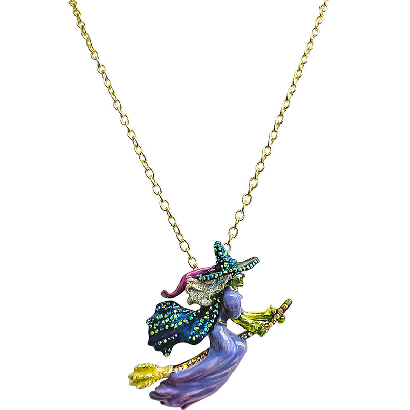 "One Of A Kind" Witch Of The West Pin Pendant With Chain Necklace (Goldtone)