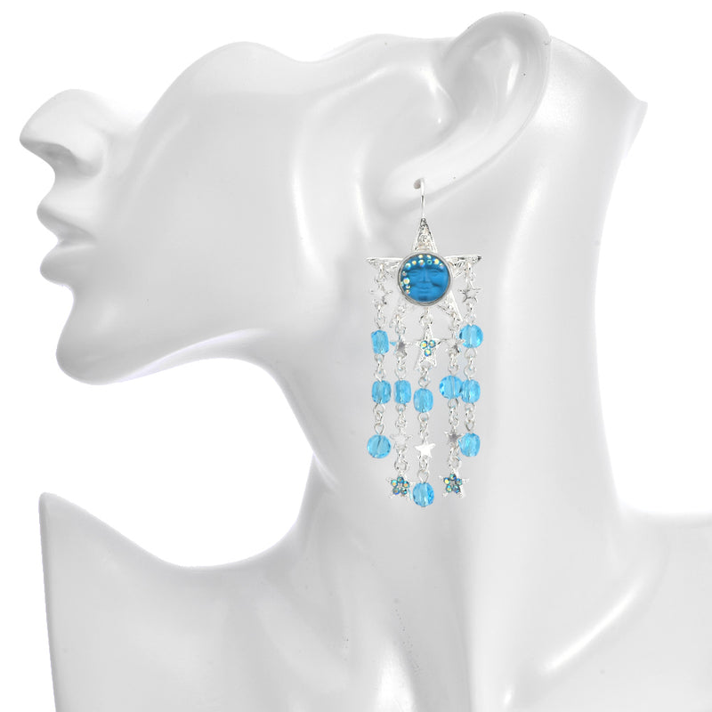 Goddess Illusion Fantasia Starlight Leverback Earrings (Sterling Silvertone/Aqua)