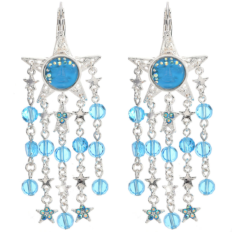 Goddess Illusion Fantasia Starlight Leverback Earrings (Sterling Silvertone/Aqua)