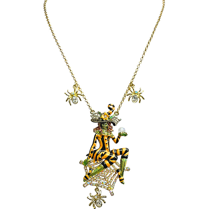 "One Of A Kind" Cerci Web Weaver Witch Necklace (Goldtone)
