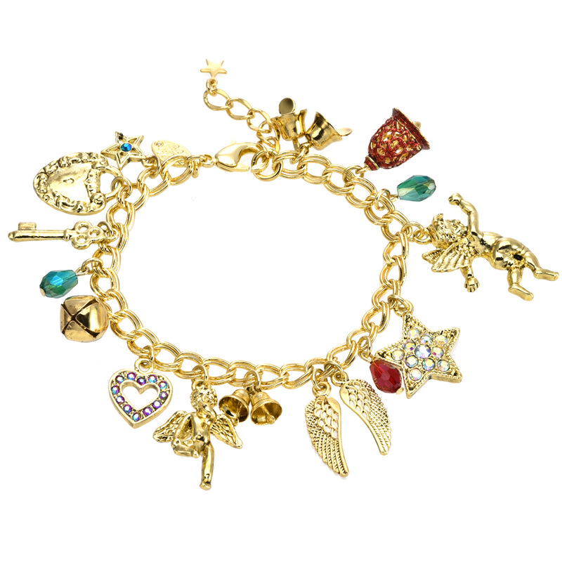 A Bell Rings And an Angel Gets Its Wings Charm Bracelet (Goldtone)