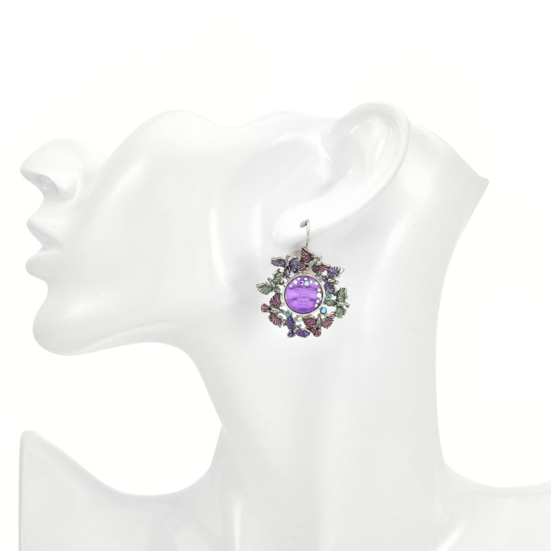 Illusion Seaview Moon Murder Of Crows Leverback Earrings (Silver Ox/Violet Illusion)