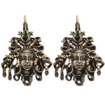 Crystal Vampire Medusa Leverback Earrings (Brass Ox)