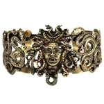 Couture Crystal Vampire Medusa Cuff Bracelet (Brass Ox)