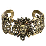 Couture Crystal Vampire Medusa Cuff Bracelet (Brass Ox)